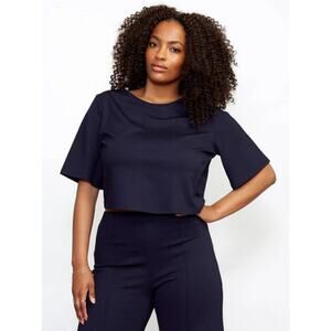 Ripley Rader Classic Navy Blue Ponte-Knit Short Slv Top 2+ XXL 16/18 Made in USA